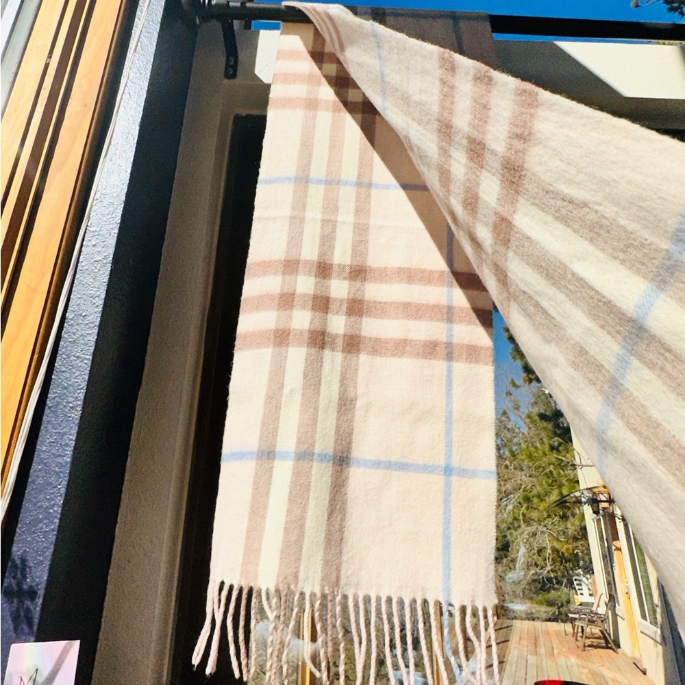 Burberry: Pink Giant Check Plaid Scarf - Picture 7 of 13